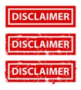 Disclaimer, rust dirty red simple rectangle vector rubber stamp effect