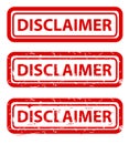 Disclaimer, rust dirty red simple rectangle vector rubber stamp effect