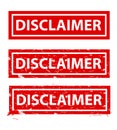 Disclaimer, rust dirty red simple rectangle vector rubber stamp effect