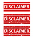 Disclaimer, rust dirty red simple rectangle vector rubber stamp effect