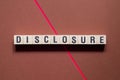 Disclosure word concept on cubes Royalty Free Stock Photo