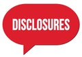 DISCLOSURES text written in a red speech bubble