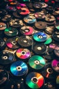 Discman and CDs 90s retro background Royalty Free Stock Photo