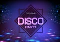 Disco abstract background. Neon sign Disco party poster. Royalty Free Stock Photo