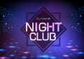 Disco abstract background. Neon sign Night club poster. Royalty Free Stock Photo