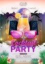 Disco background. Disco ball summer cocktail party poster Royalty Free Stock Photo