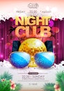 Disco background. Disco ball summer party poster. Night club Royalty Free Stock Photo