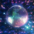 Disco bal. Party lights. Dj. Night Club. Mirror glitter disco ball