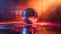 Disco ball abstract background. Disco ball on a dance floor shine in dark Royalty Free Stock Photo