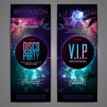 Disco ball background. Disco party poster on open space backgrouDisco ball background. Disco party poster on open space background Royalty Free Stock Photo