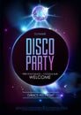 Disco ball background. Disco party poster on open space background Royalty Free Stock Photo