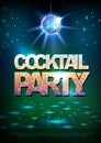 Disco ball background. Disco poster cocktail party. Royalty Free Stock Photo