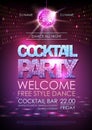 Disco ball background. Disco poster cocktail party Royalty Free Stock Photo