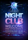 Disco ball background. Disco poster night club. Royalty Free Stock Photo