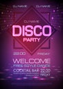 Disco ball background. Neon sign disco party Royalty Free Stock Photo