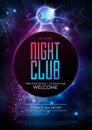 Disco ball background. Disco Night club party poster on open space background. Royalty Free Stock Photo