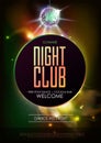 Disco ball background. Disco Night club party poster on open space background. Royalty Free Stock Photo