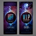 Disco ball background. Disco party poster on open space backgrouDisco ball background. Disco party poster on open space background Royalty Free Stock Photo