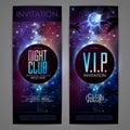 Disco ball background. Disco party poster on open space background. Night club Royalty Free Stock Photo