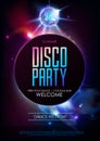 Disco ball background. Disco party poster on open space background Royalty Free Stock Photo