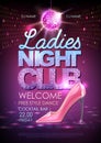 Disco ball background. Disco poster ladies night club. Womens day party Royalty Free Stock Photo