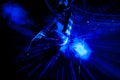 Disco ball with bright blue rays Royalty Free Stock Photo