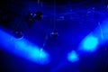 Disco ball with bright blue rays Royalty Free Stock Photo