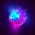 Disco ball with bright rays and bokeh. Music and dance night party background. Abstract night club retro background 80s and 90s Royalty Free Stock Photo