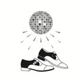Disco Ball with Dancing Shoes Vector Royalty Free Stock Photo