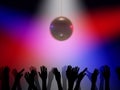 Disco ball and hands Royalty Free Stock Photo