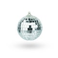 Disco ball hanging on chainlet isolated on white Royalty Free Stock Photo