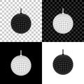 Disco ball icon isolated on black, white and transparent background. Vector Royalty Free Stock Photo