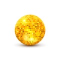 Disco ball illustration. Night Club party light element. Bright mirror golden ball design for disco dance club Royalty Free Stock Photo