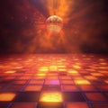 Disco Ball Inferno Orange Tiles, Glowing Mirror Ball Royalty Free Stock Photo