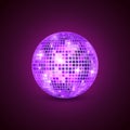 Disco ball isolated illustration. Night Club party light element. Bright mirror golden ball design for disco dance club Royalty Free Stock Photo
