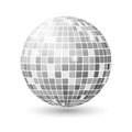 Disco ball isolated illustration. Night Club party light element. Bright mirror silver ball design for disco dance club. Royalty Free Stock Photo