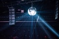 Disco ball, mirror ball hanging at a retro party