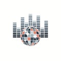 Disco Ball with Music Equalizer Bars Vector Royalty Free Stock Photo