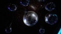 Disco Ball in a nightclub on the ceiling. Shimmers with light