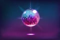 Disco ball, 80s dance music party. 90s mirror lights, retro invitation with night effect, colorful shine stars. Neon Royalty Free Stock Photo
