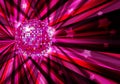 Disco Ball vector background with rays and stars Royalty Free Stock Photo