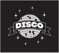 Disco ball Vector icon. Party Template Dj Disco party banner. Retro music poster. 80s. Party 70s. Royalty Free Stock Photo