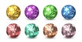 Disco balls. Night club glitter discoballs. Shiny equipment for dance party. Sphere from square and triangular pieces of