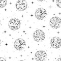 Disco balls seamless pattern in silver. Royalty Free Stock Photo