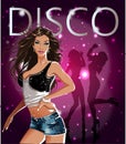 Disco banner with glamorous dancing girls