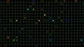 Disco bokeh. Multicolored dots, squares and lines. Abstract festive background for advertising, congratulations, text