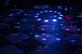 Disco in club. Dance floor in colored spots. Light music in club Royalty Free Stock Photo