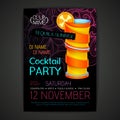 Disco cocktail party poster. 3D cocktail design. Royalty Free Stock Photo