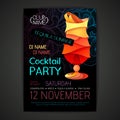 Disco cocktail party poster. 3D cocktail design.