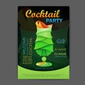 Disco cocktail party poster. 3D cocktail design. Royalty Free Stock Photo